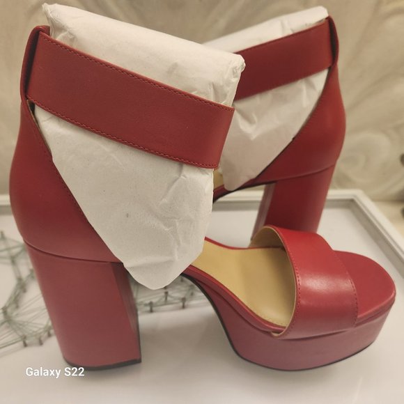 Michael Kors Red Leather Platform Block Heeled Sandals. NWT. Various - Picture 3 of 9